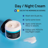 YEOUTH Day & Night Face Cream – Hyaluronic Acid, Snail Mucin & Copper Peptides, Hydrating & Fragrance-Free, 60g